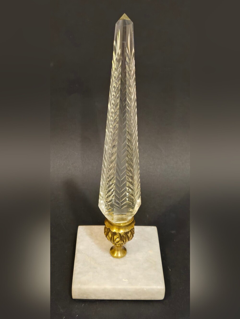 Vintage Balustrade 9" Cut Crystal Obelisk